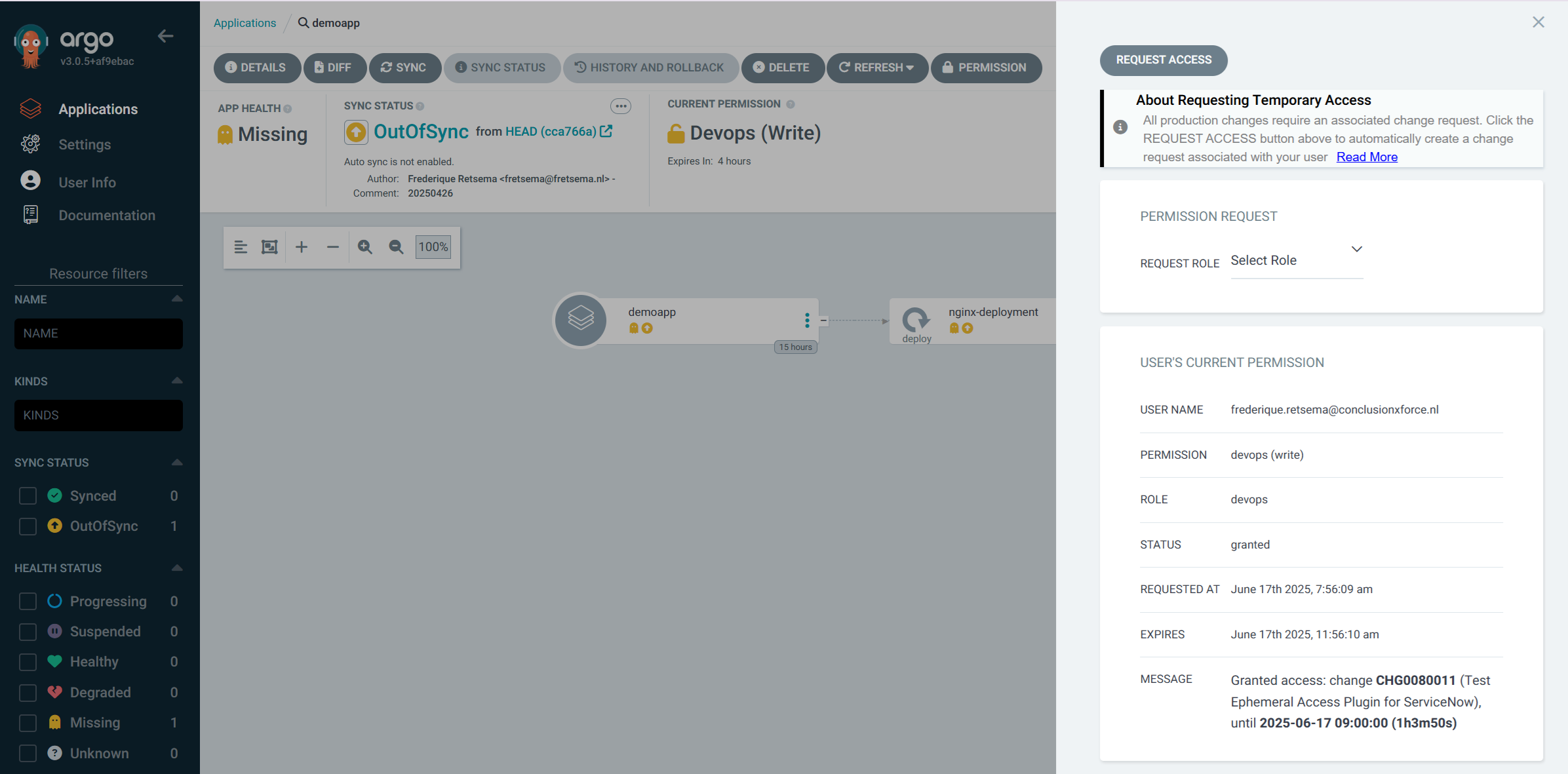 ArgoCD Ephemeral Access Extension for ServiceNow