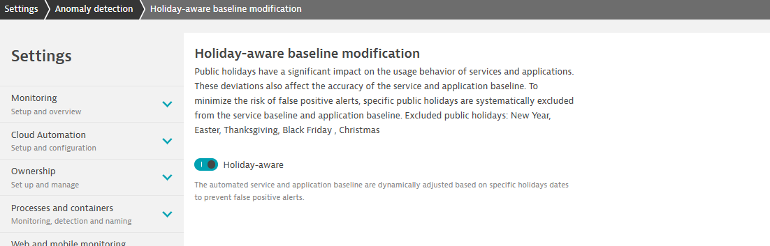 Settings - Holiday-aware baseline modification